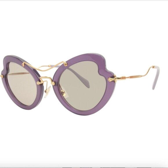 Miu Miu Butterfly Scenique Cat Eye Frame Sunglasses, Violet, Prada Case, New - Picture 13 of 13